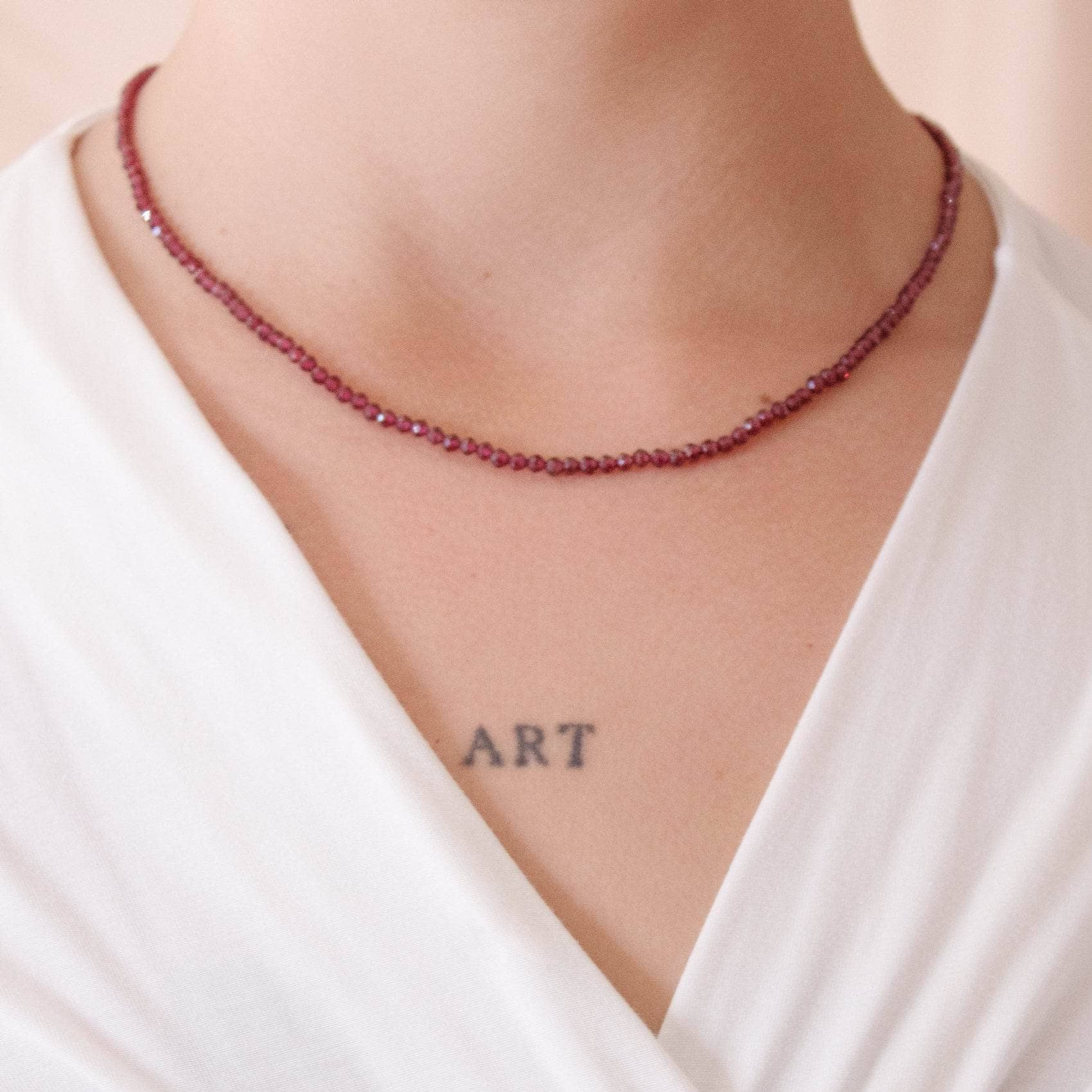 TR-SD240-GAR Garnet Single or Double Strand Bead Necklace - Image 1