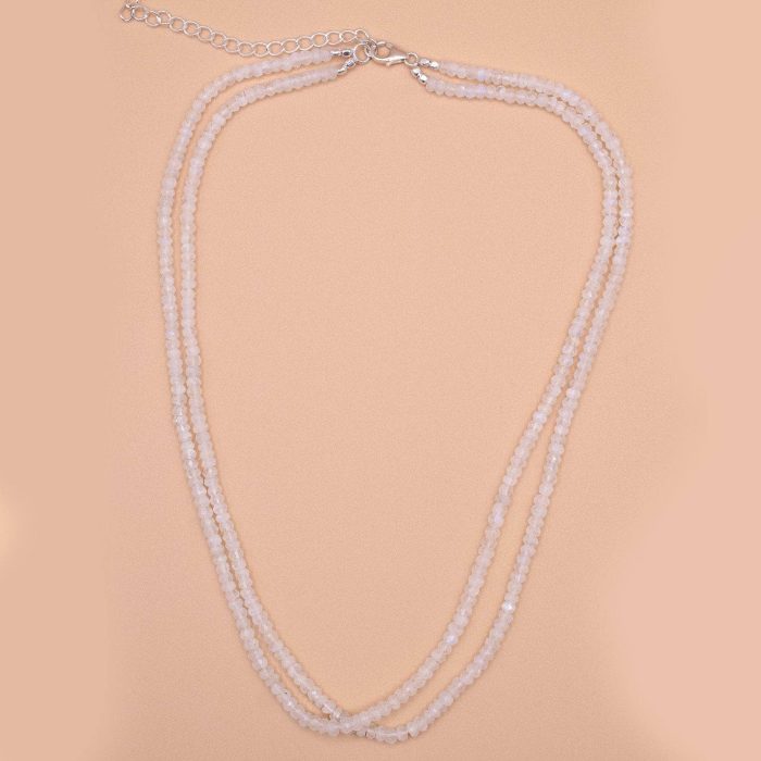 Rainbow Moonstone Single or Double Strand Bead Necklace - Image 6