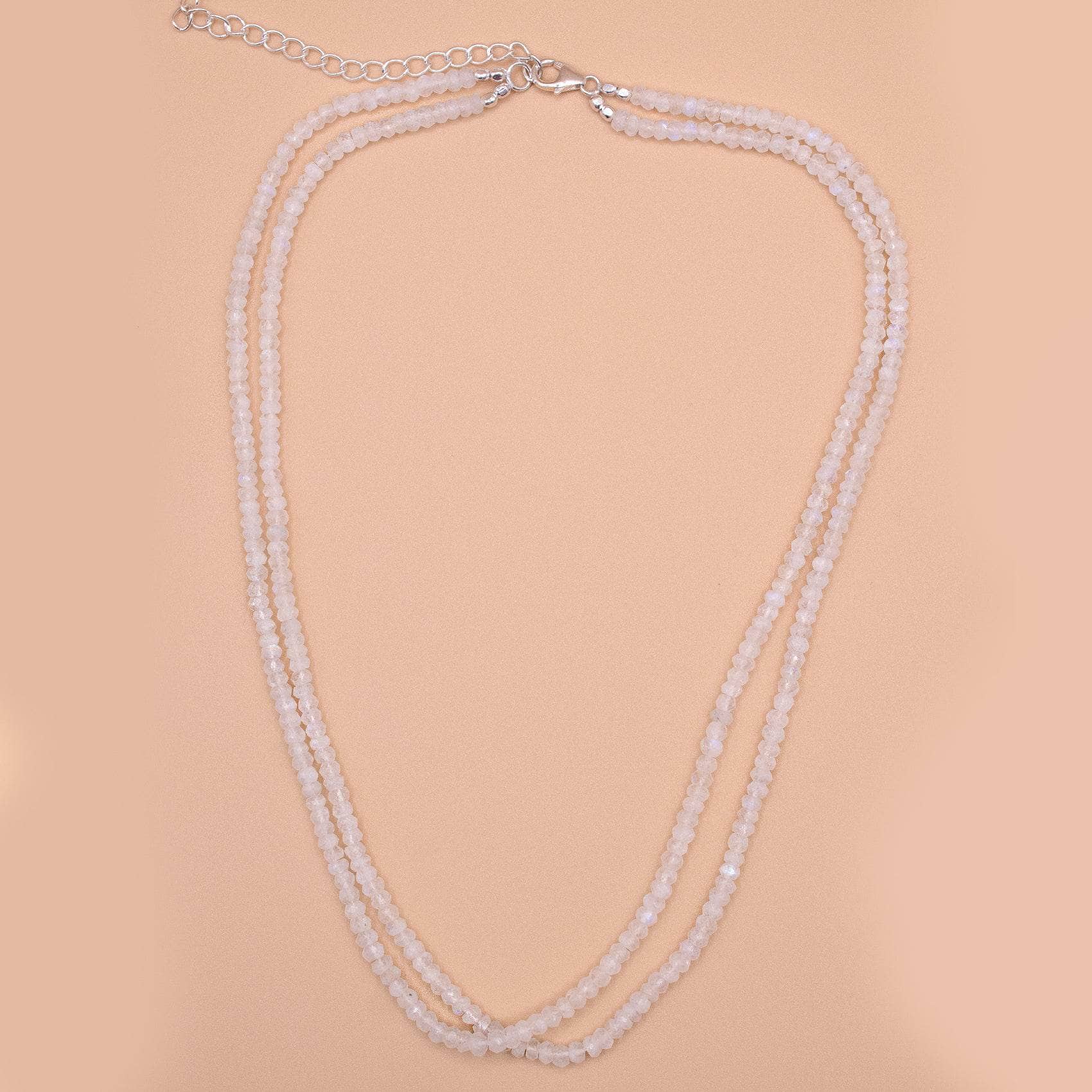 TR-SD240-MOO-1 Rainbow Moonstone Single or Double Strand Bead Necklace - Image 6