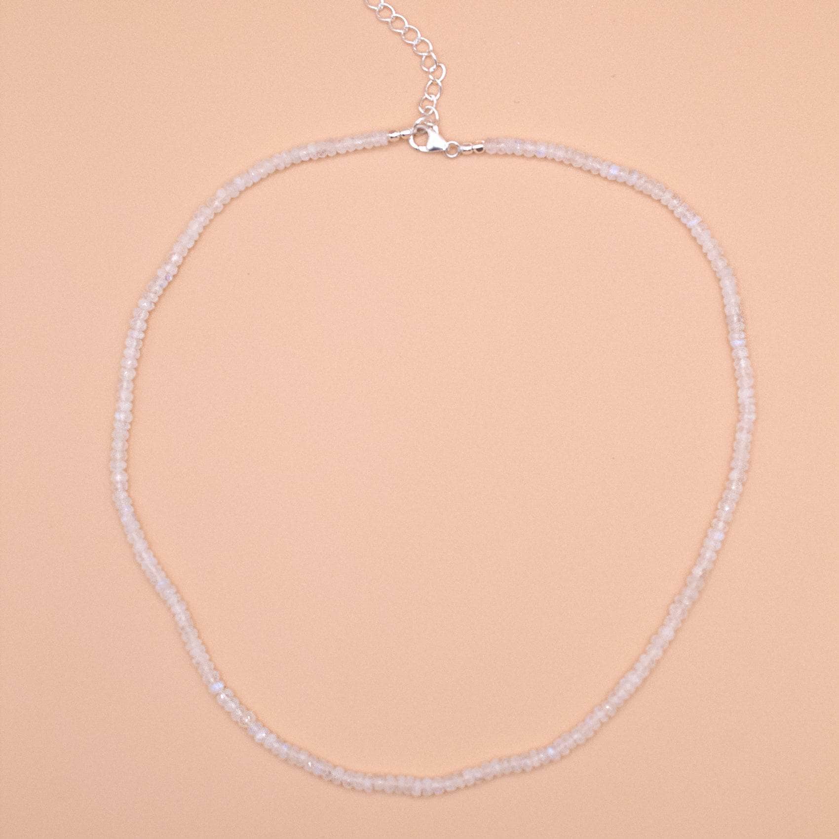 TR-SD241-MOO-1 Rainbow Moonstone Single or Double Strand Bead Necklace - Image 3