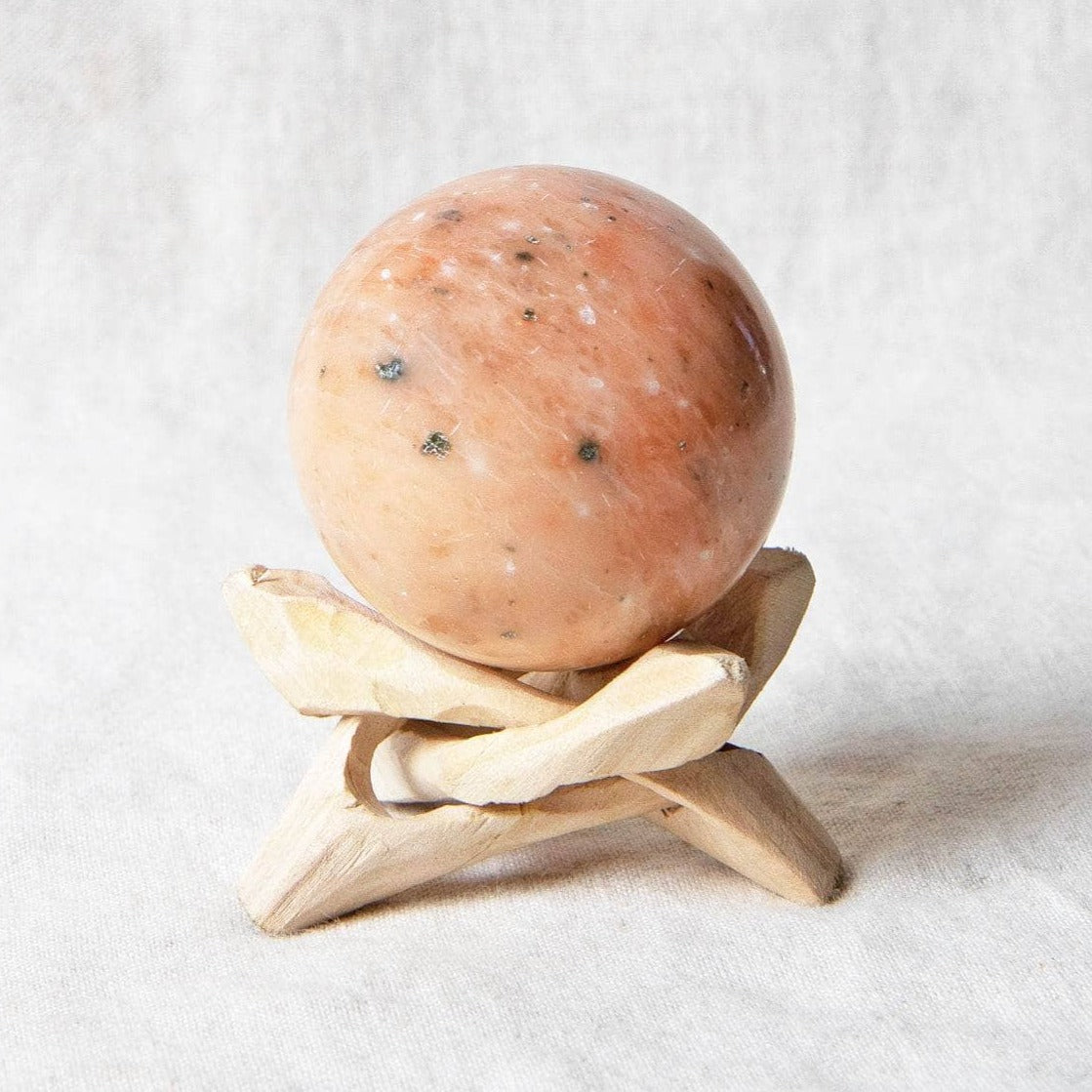TR-SM09-1 Orange Calcite Sphere with Tripod - Image 1