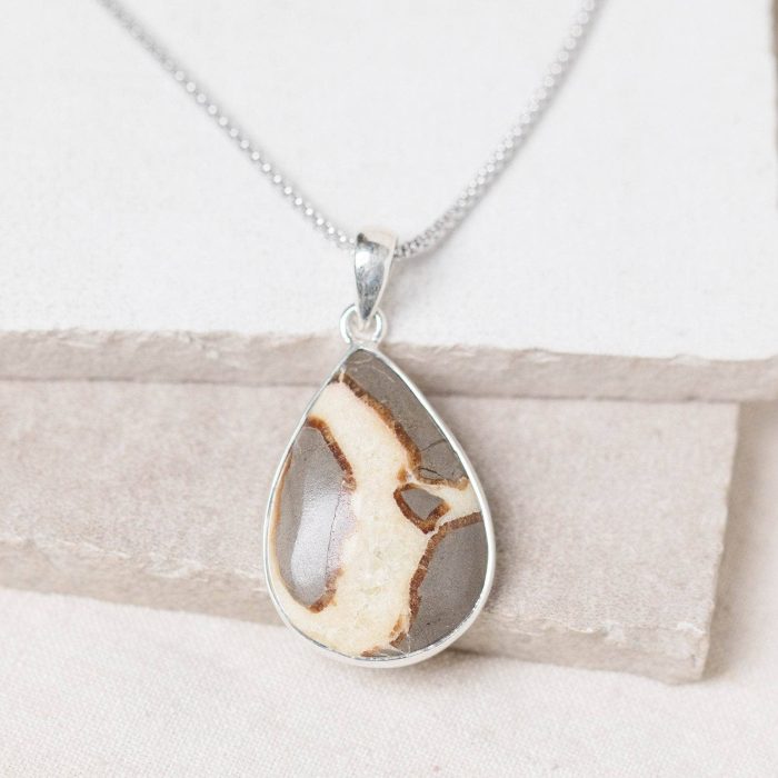 Rare Septarian Rhyolite Teardrop Pendant Necklace - Image 2