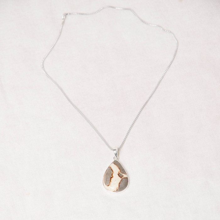 Rare Septarian Rhyolite Teardrop Pendant Necklace - Image 3