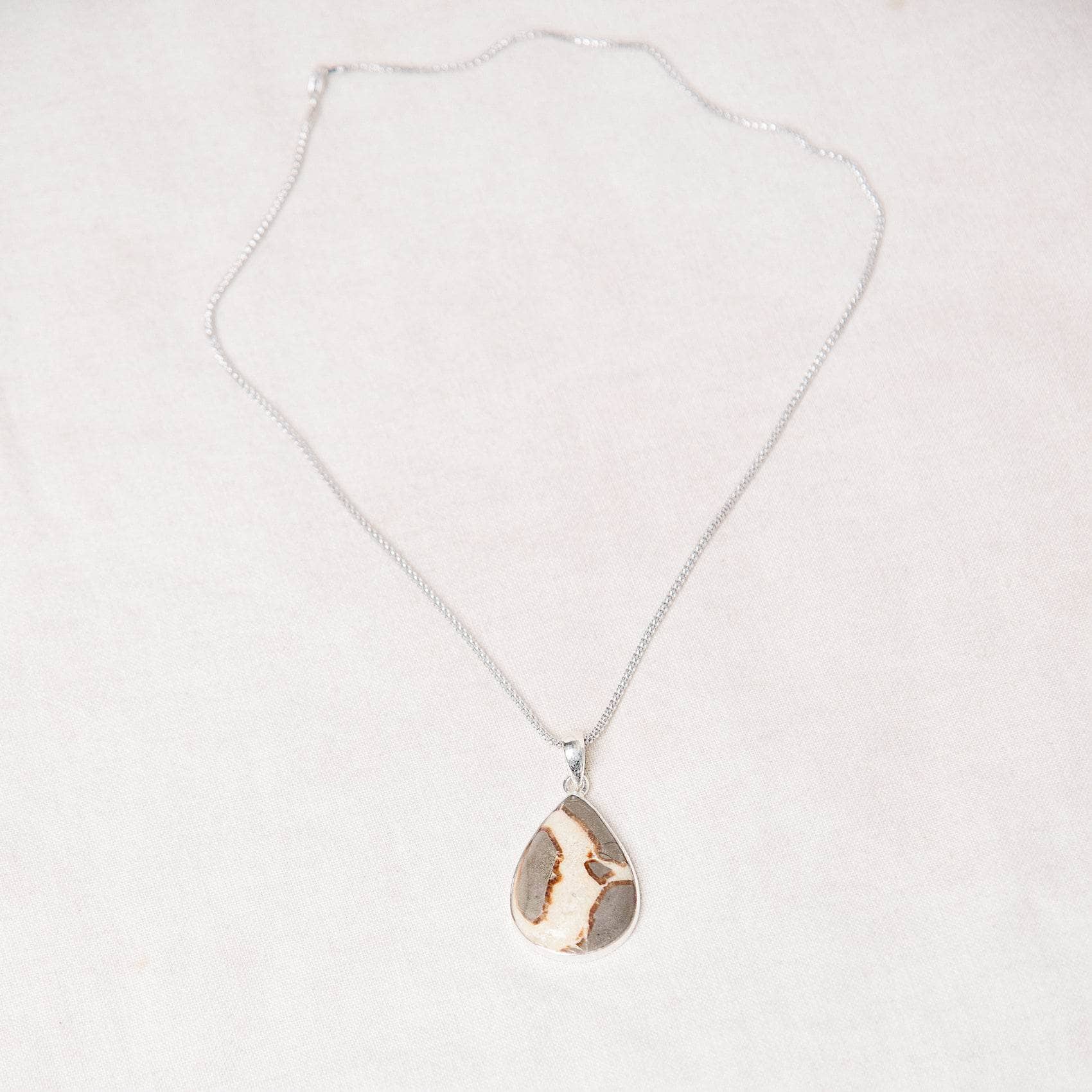TR-SPR-1-12-RJ-2 Rare Septarian Rhyolite Teardrop Pendant Necklace - Image 3