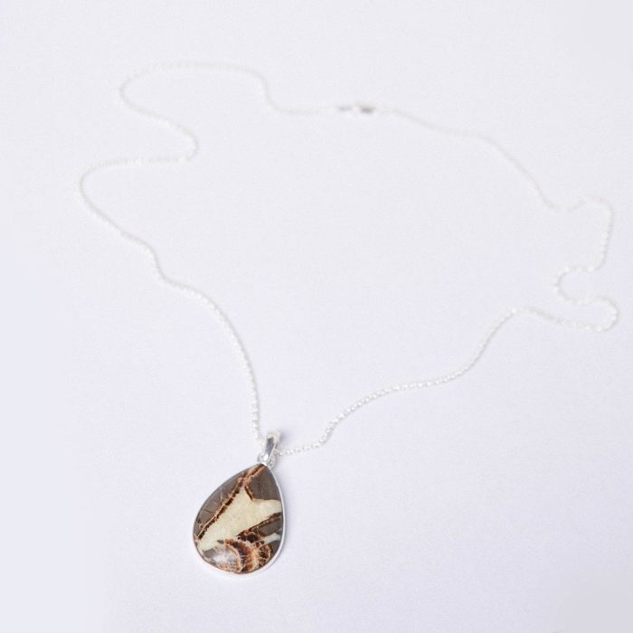 Rare Septarian Rhyolite Teardrop Pendant Necklace - Image 8