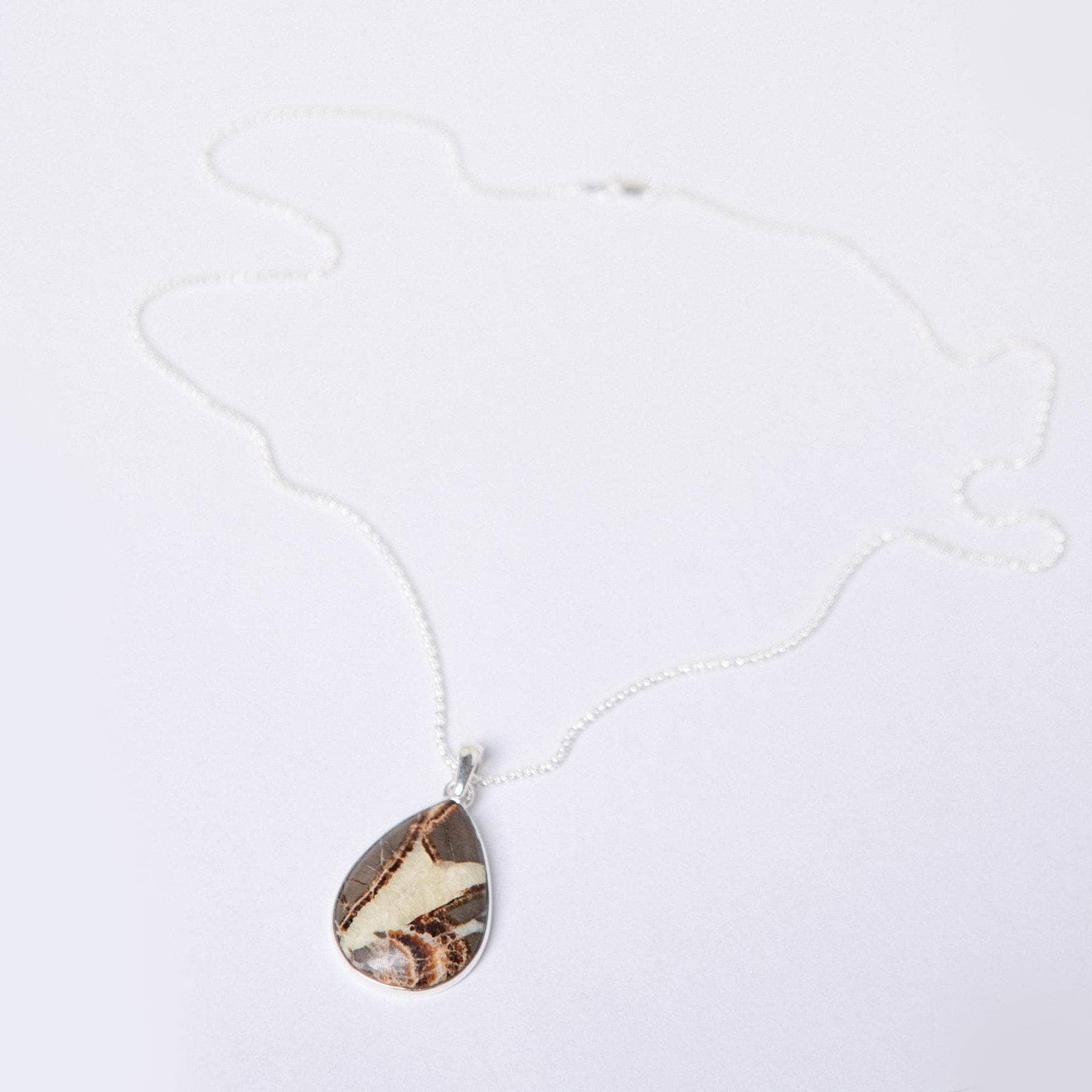 TR-SPR-1-39-RJ-2 Rare Septarian Rhyolite Teardrop Pendant Necklace - Image 8