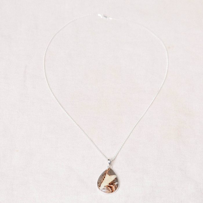Rare Septarian Rhyolite Teardrop Pendant Necklace - Image 7