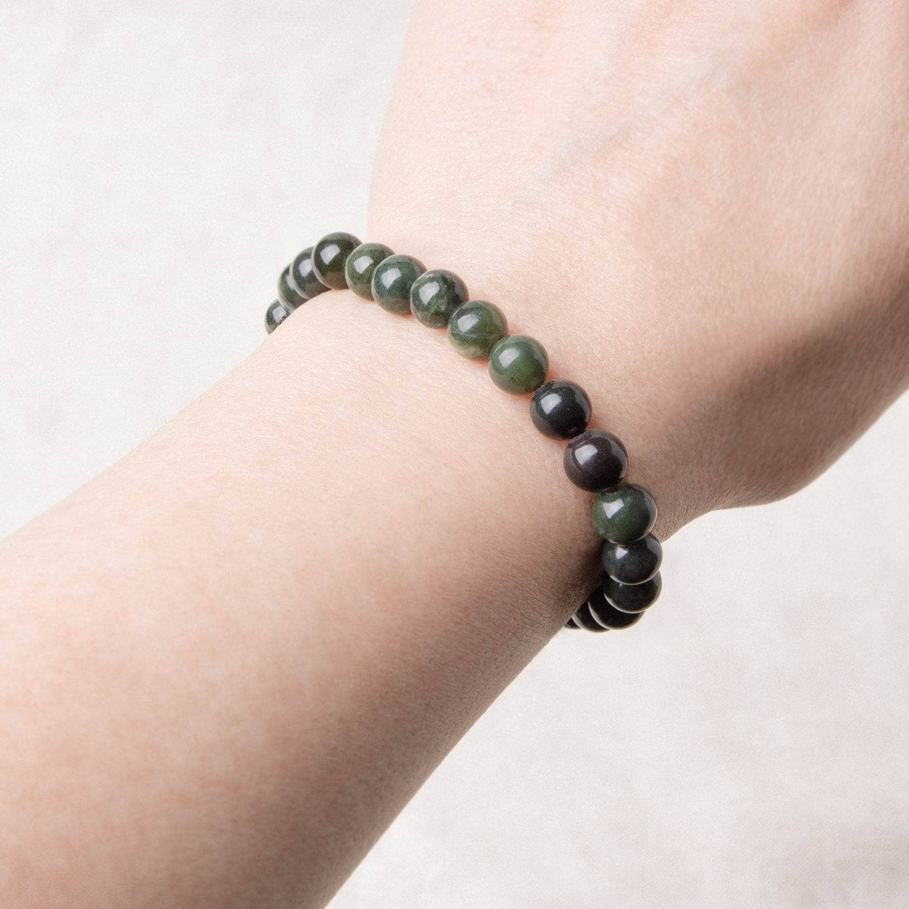 TR5-2 Black/Green Nephrite Jade Energy Bracelet - 6mm - Image 1