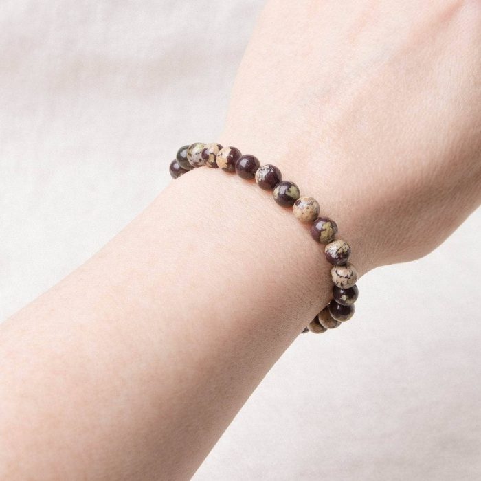 Purple Flower Jasper Energy Bracelet - 6mm - Image 1