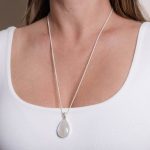 Rainbow Moonstone Teardrop Pendant Necklace - Image 6