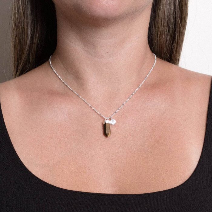 Delicate Tiger Eye Crystal Point Necklace - Image 5