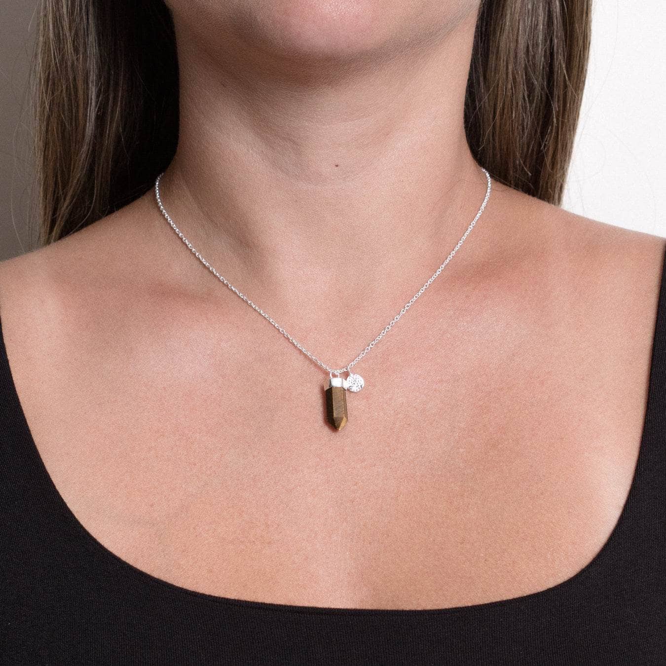 Tiger-Eye-S-small Delicate Tiger Eye Crystal Point Necklace - Image 5