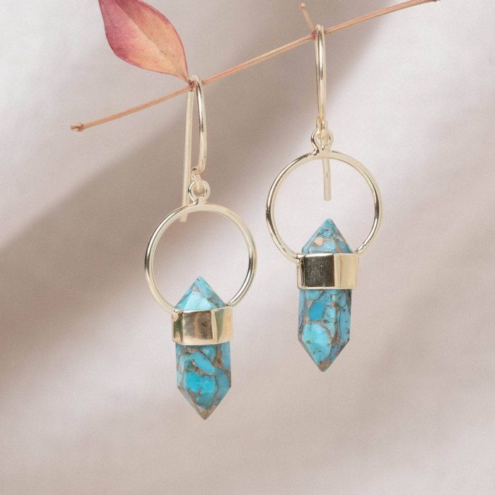 Genuine Turquoise Crystal Point Earring - Image 5