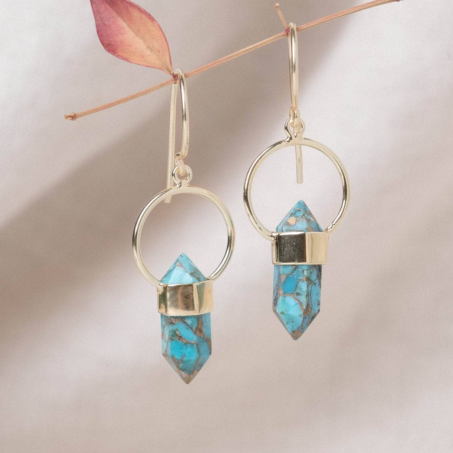 Turquoise Genuine Turquoise Crystal Point Earring - Image 5