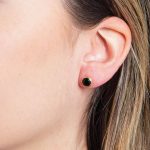 Black Tourmaline Silver or Gold Stud Earrings - Image 2