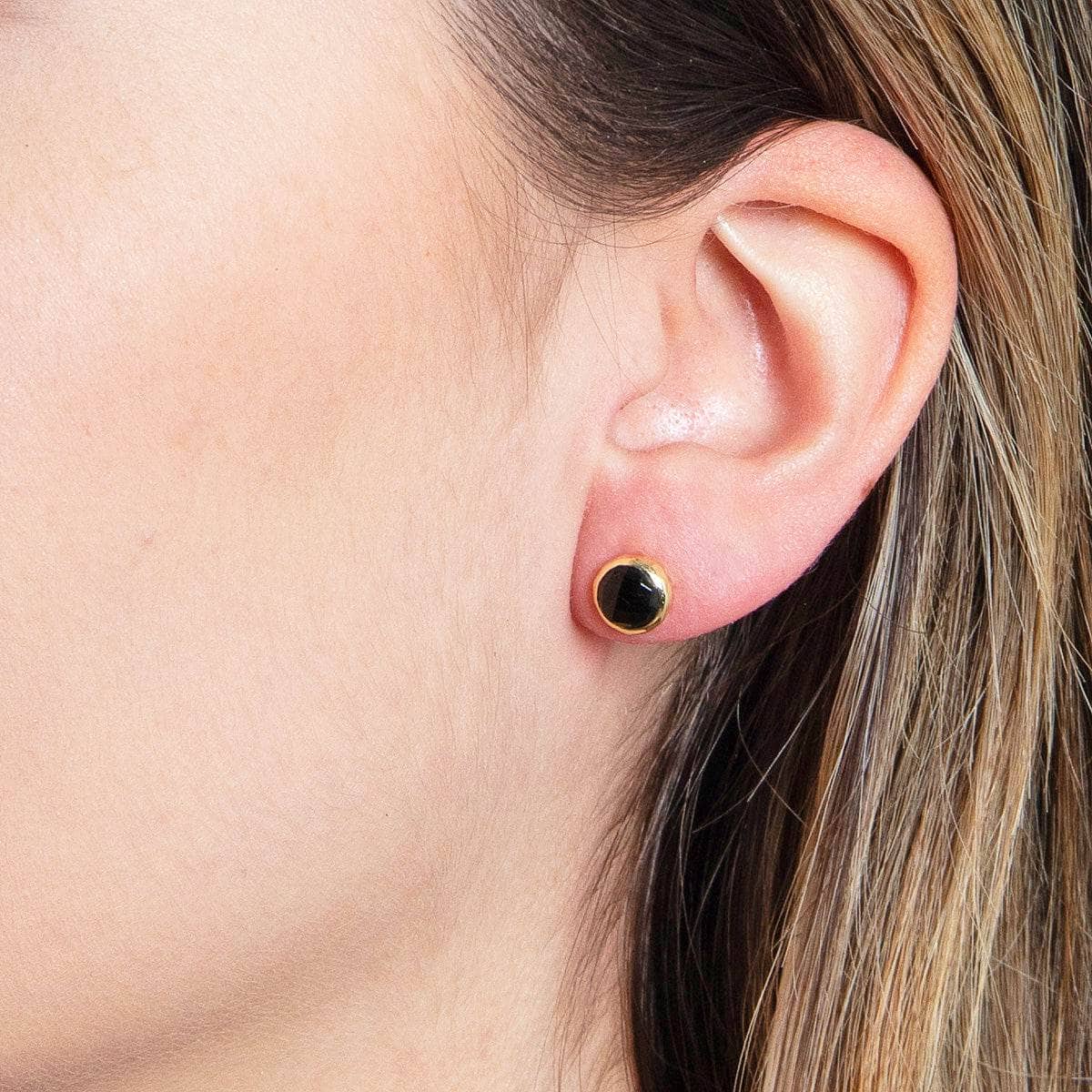 black_tourmaline_4ea2a4bb-a33e-4a85-8031-f9dd6b58c464 Black Tourmaline Silver or Gold Stud Earrings - Image 2