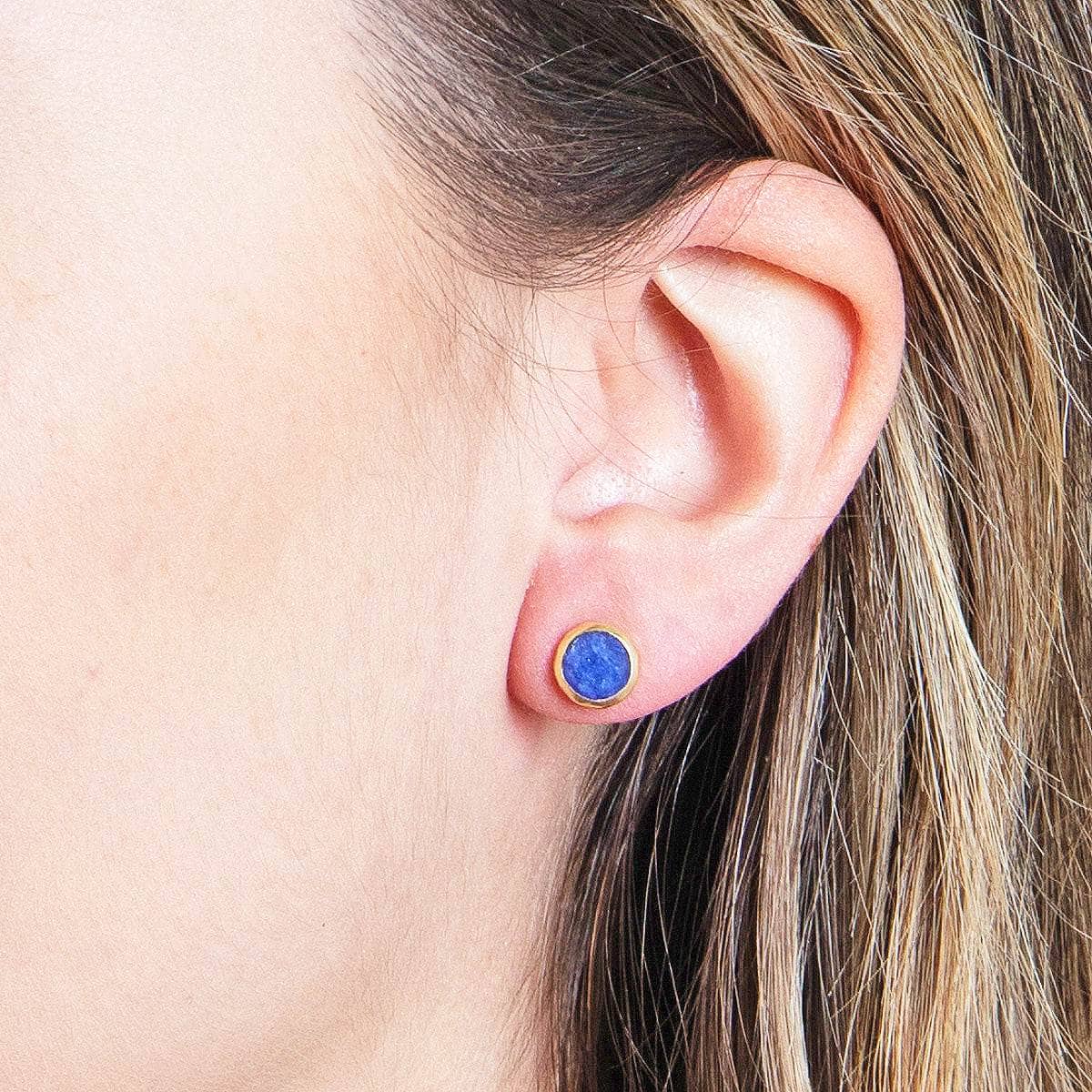 blue_saphire Blue Sapphire Silver or Gold Stud Earrings - Image 6
