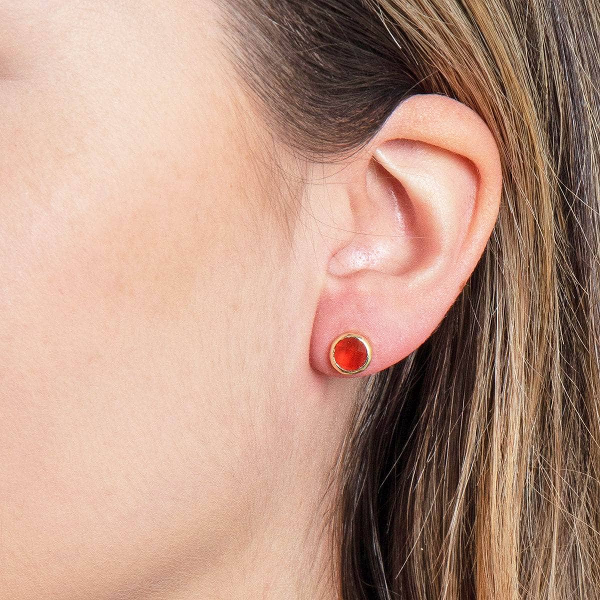 carnelian_fbe038df-1e21-4ddc-b989-b9edada58fac Carnelian Silver or Gold Stud Earrings - Image 5