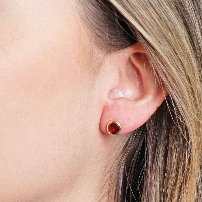 Garnet Silver or Gold Stud Earrings - Image 5