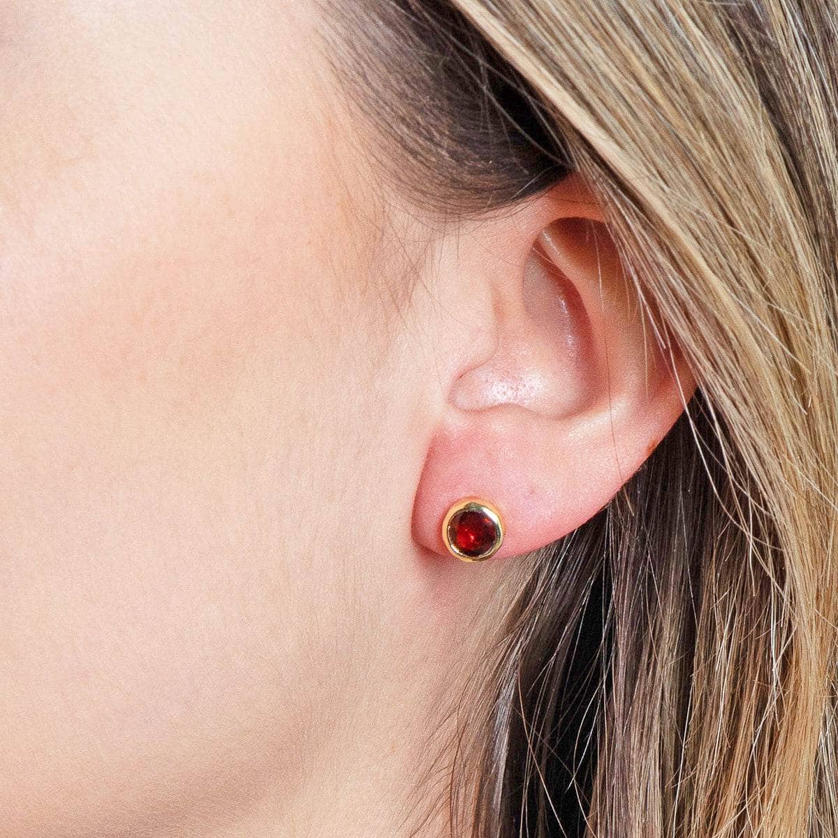 garnet-1 Garnet Silver or Gold Stud Earrings - Image 5