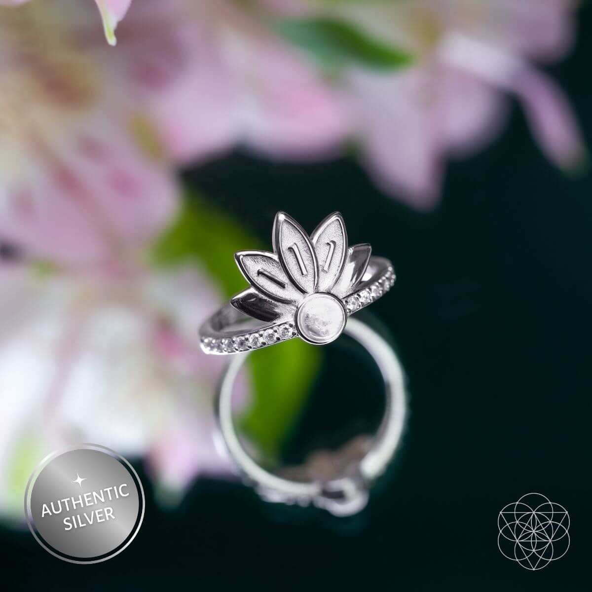 i-am-divinely-guided-111-angel-number-silver-lotus-ring-7850941 I Am Divinely Guided: 111 Angel Number Silver Lotus Ring - Image 1