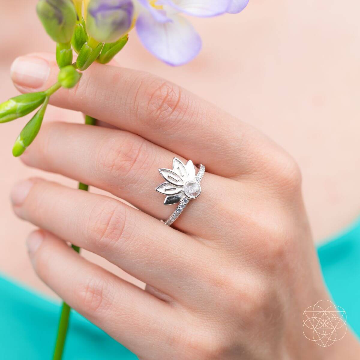 i-am-divinely-guided-111-angel-number-silver-lotus-ring-8684317 I Am Divinely Guided: 111 Angel Number Silver Lotus Ring - Image 3