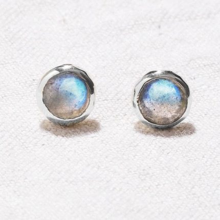 Labradorite Silver or Gold Stud Earrings