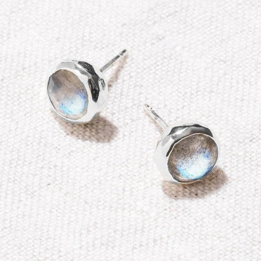 labradorite4 Labradorite Silver or Gold Stud Earrings - Image 2