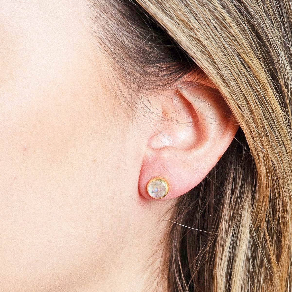 moonstone Rainbow Moonstone Silver or Gold Stud Earring - Image 2