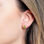 Genuine Peridot Silver or Gold Stud Earrings - Image 4