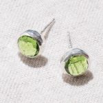 Genuine Peridot Silver or Gold Stud Earrings - Image 2