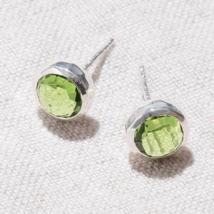 Genuine Peridot Silver or Gold Stud Earrings - Image 2