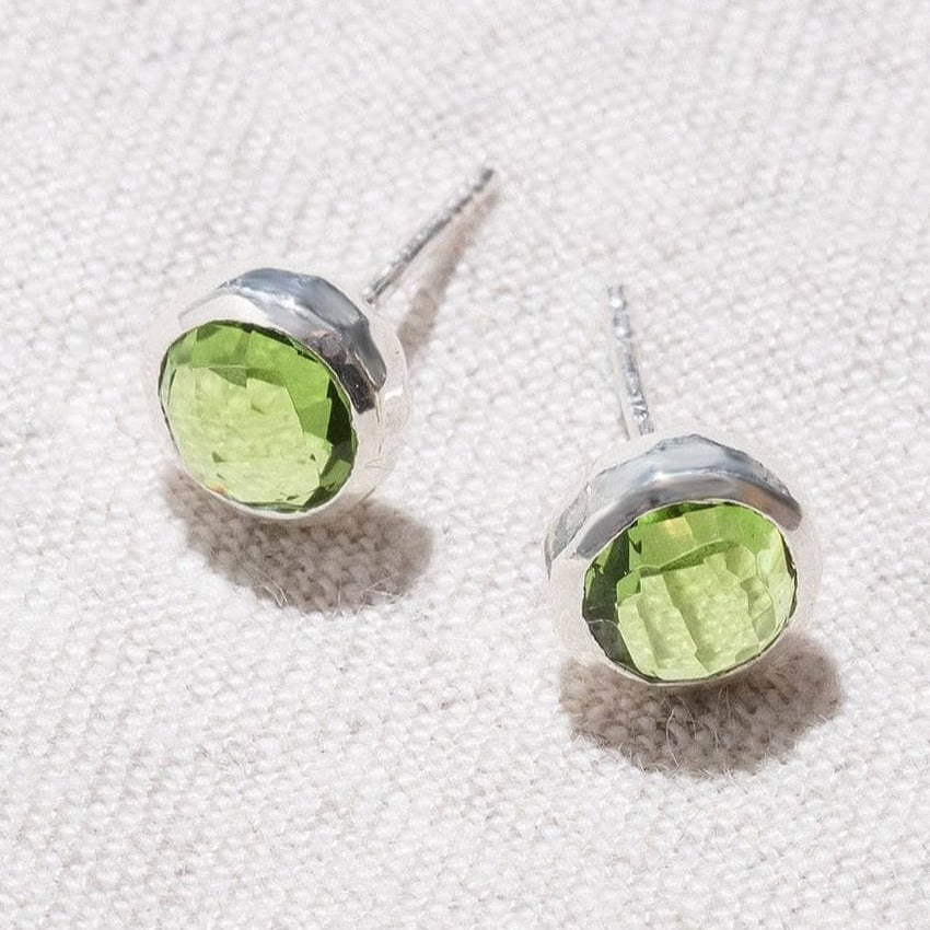 peridot1 Genuine Peridot Silver or Gold Stud Earrings - Image 2
