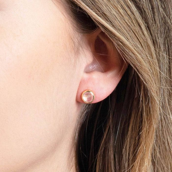 Rose Quartz Silver or Gold Stud Earring - Image 5