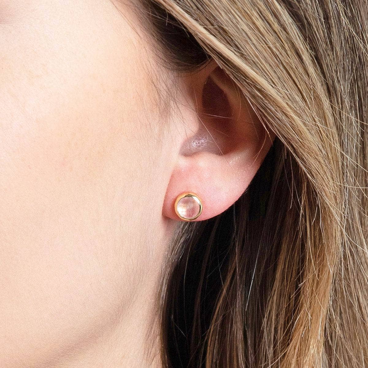 rose_quartz_4368cb23-a999-4b6b-8afd-69828f4158b0 Rose Quartz Silver or Gold Stud Earring - Image 5