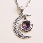 Gemstone Silver Moon Pendant Necklace - Image 8