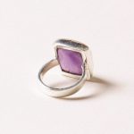 Amethyst Square Silver Gemstone Ring - Size 6 - Image 2