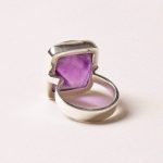 Amethyst Square Silver Gemstone Ring - Size 6 - Image 4