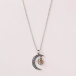 Gemstone Silver Moon Pendant Necklace - Image 5