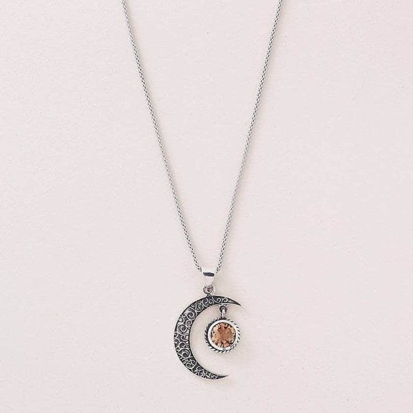 sivana-citrine-silver-moon-pendant-30032936403127_707cad7e-6d56-4dde-a07b-a615c0c9d0e5-1 Gemstone Silver Moon Pendant Necklace - Image 5