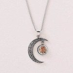 Gemstone Silver Moon Pendant Necklace - Image 4