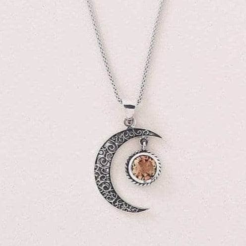 sivana-citrine-silver-moon-pendant-30032936403127_707cad7e-6d56-4dde-a07b-a615c0c9d0e5 Gemstone Silver Moon Pendant Necklace - Image 4