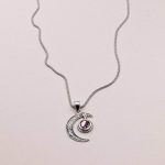 Gemstone Silver Moon Pendant Necklace - Image 7
