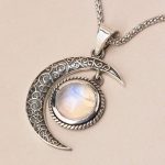 Gemstone Silver Moon Pendant Necklace - Image 11