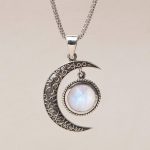 Gemstone Silver Moon Pendant Necklace - Image 10