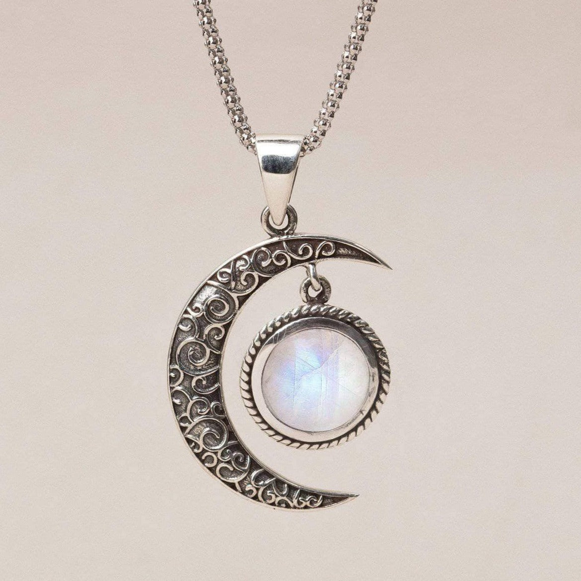 sivana-moonstone-silver-pendant-13701623382097 Gemstone Silver Moon Pendant Necklace - Image 10