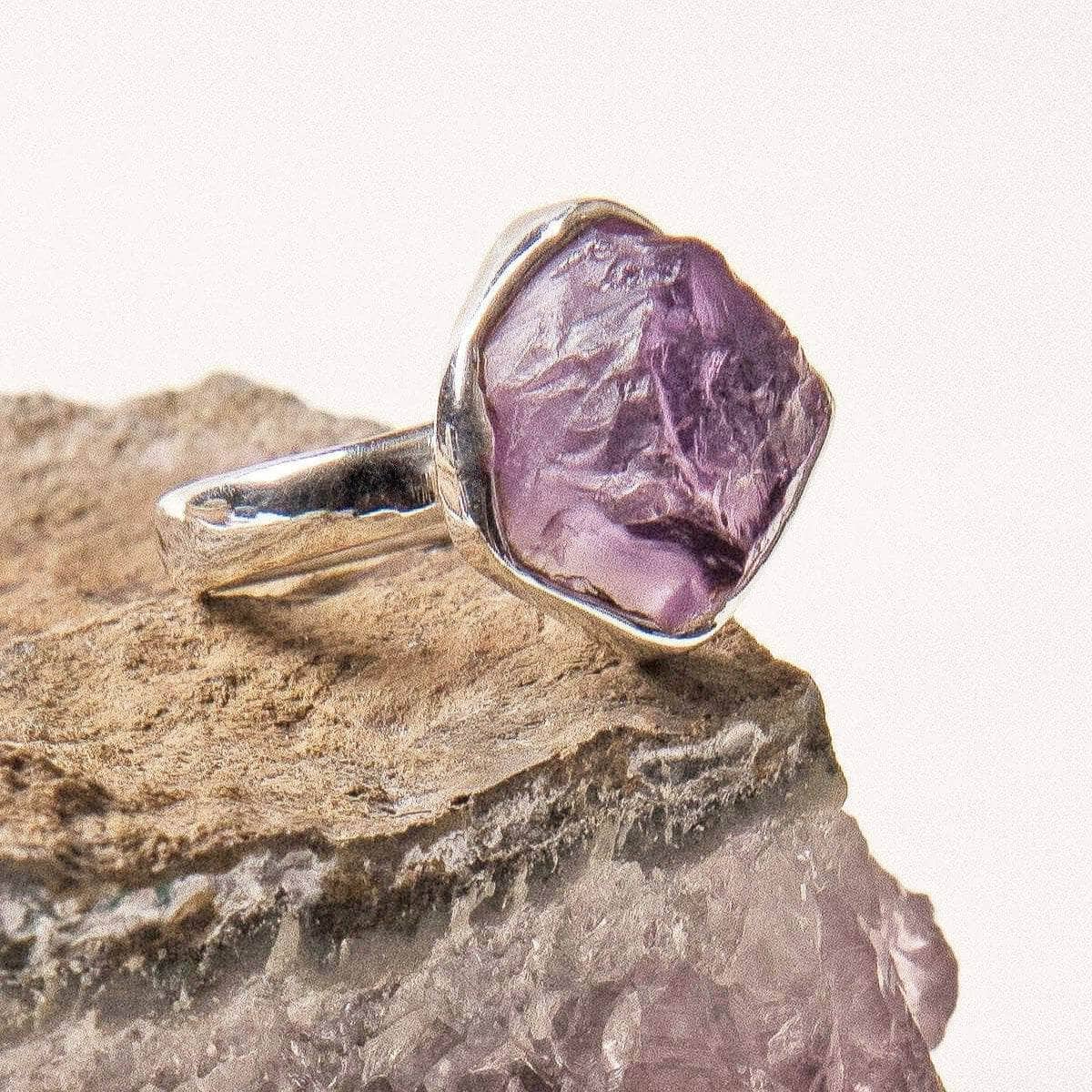 sivana-raw-amethyst-silver-ring-sizes-7-8-and-9-32688090513591 Raw Amethyst Silver Ring - Size 8 - Image 2