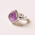 Raw Amethyst Silver Ring - Size 8 - Image 3