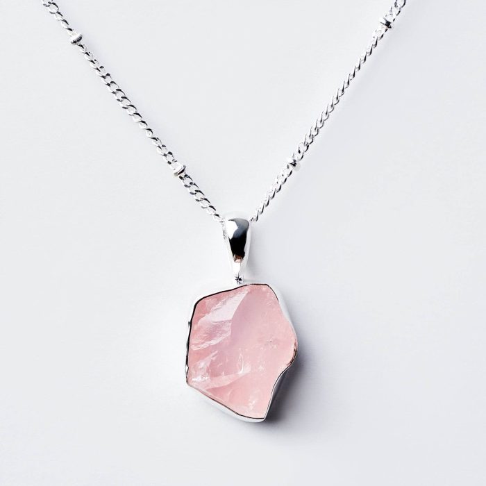 Rose Quartz Raw Crystal Necklace - Image 1