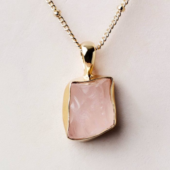 Rose Quartz Raw Crystal Necklace - Image 6